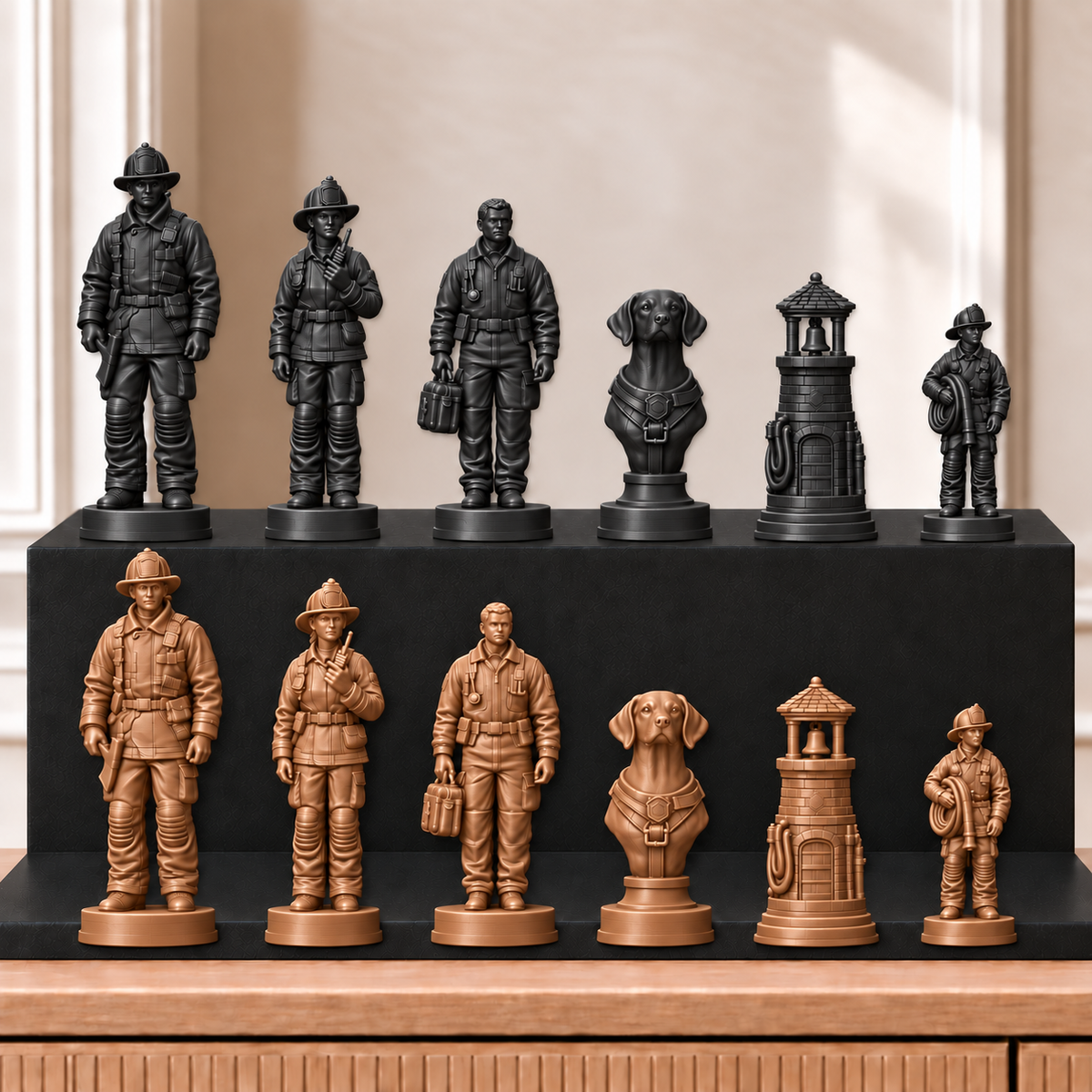 Feuerwehr – thematisches Schachfigurenset mit 32 Figuren – Ansicht 12