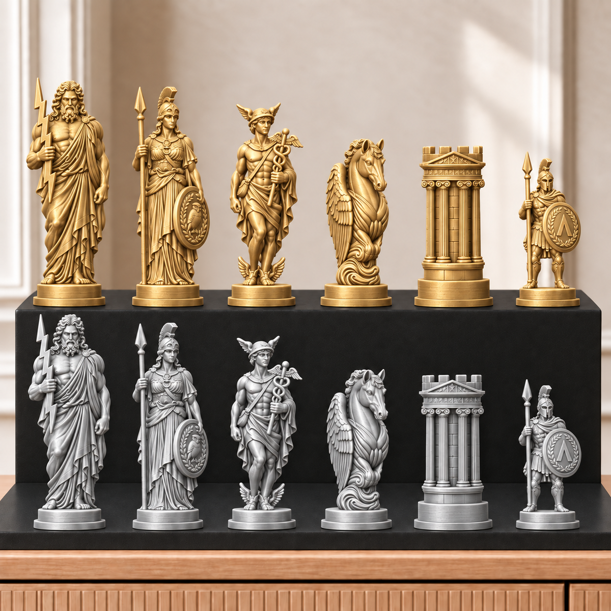 Griechische Götter – thematisches Schachfigurenset mit 32 Figuren – Ansicht 4
