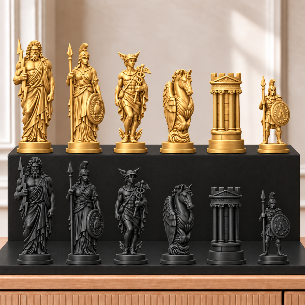 Griechische Götter – thematisches Schachfigurenset mit 32 Figuren – Ansicht 5