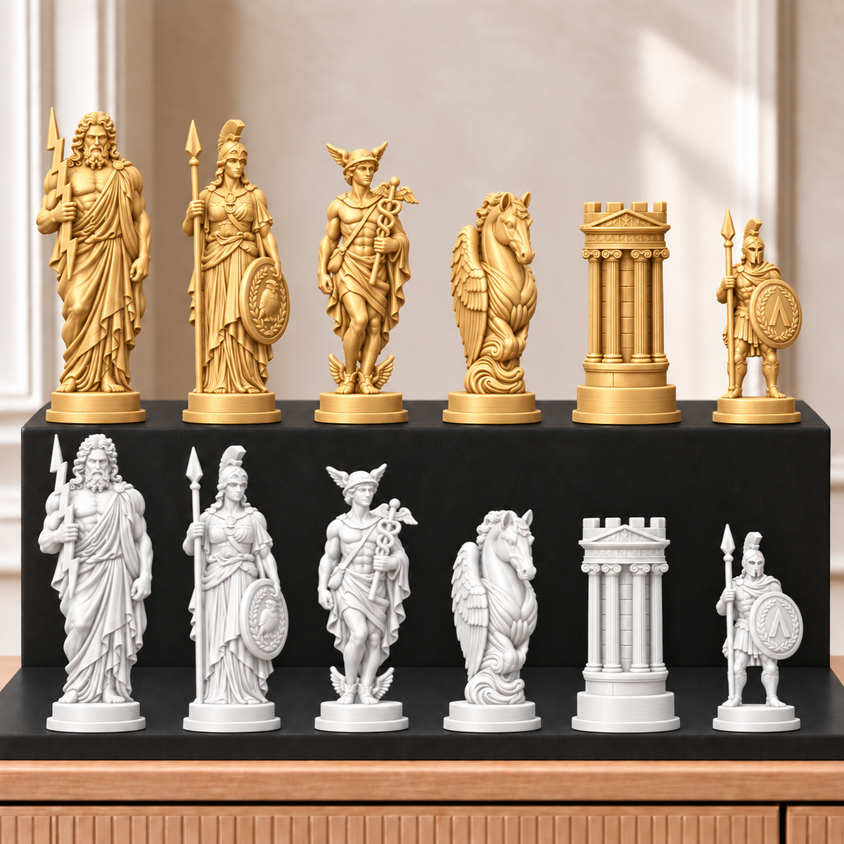 Griechische Götter – thematisches Schachfigurenset mit 32 Figuren – Ansicht 6