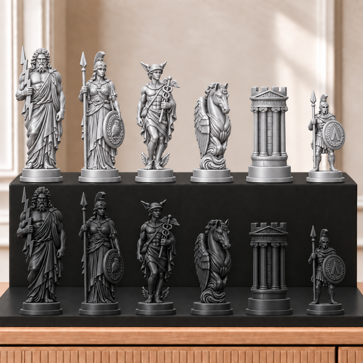 Griechische Götter – thematisches Schachfigurenset mit 32 Figuren – Ansicht 8