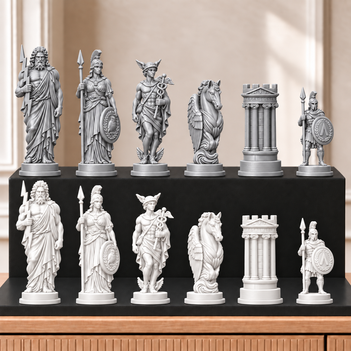 Griechische Götter – thematisches Schachfigurenset mit 32 Figuren – Ansicht 9
