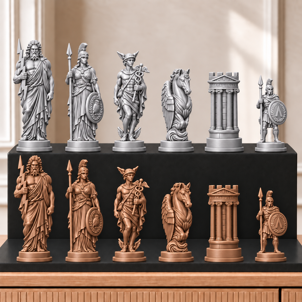 Griechische Götter – thematisches Schachfigurenset mit 32 Figuren – Ansicht 10