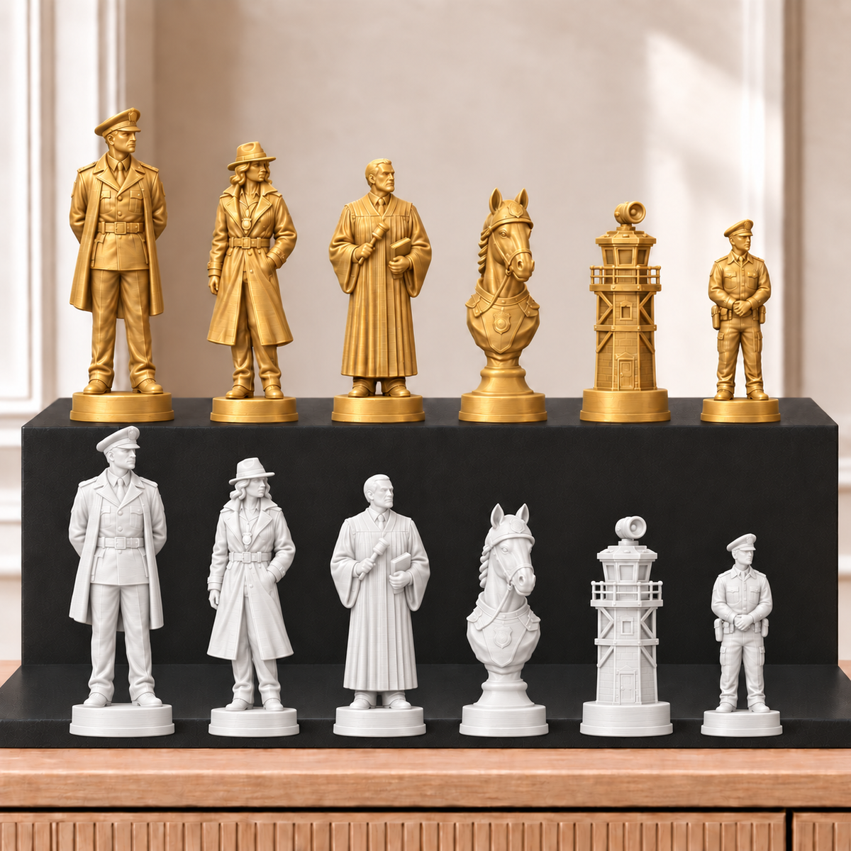 Polizei – thematisches Schachfigurenset mit 32 Figuren – Ansicht 6