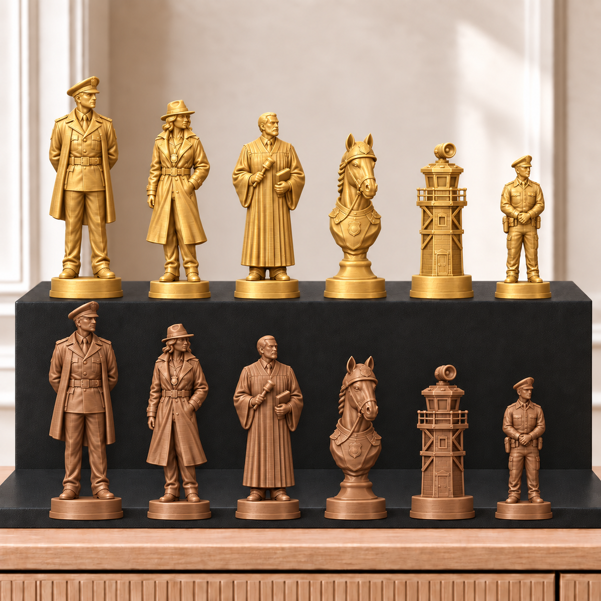 Polizei – thematisches Schachfigurenset mit 32 Figuren – Ansicht 7