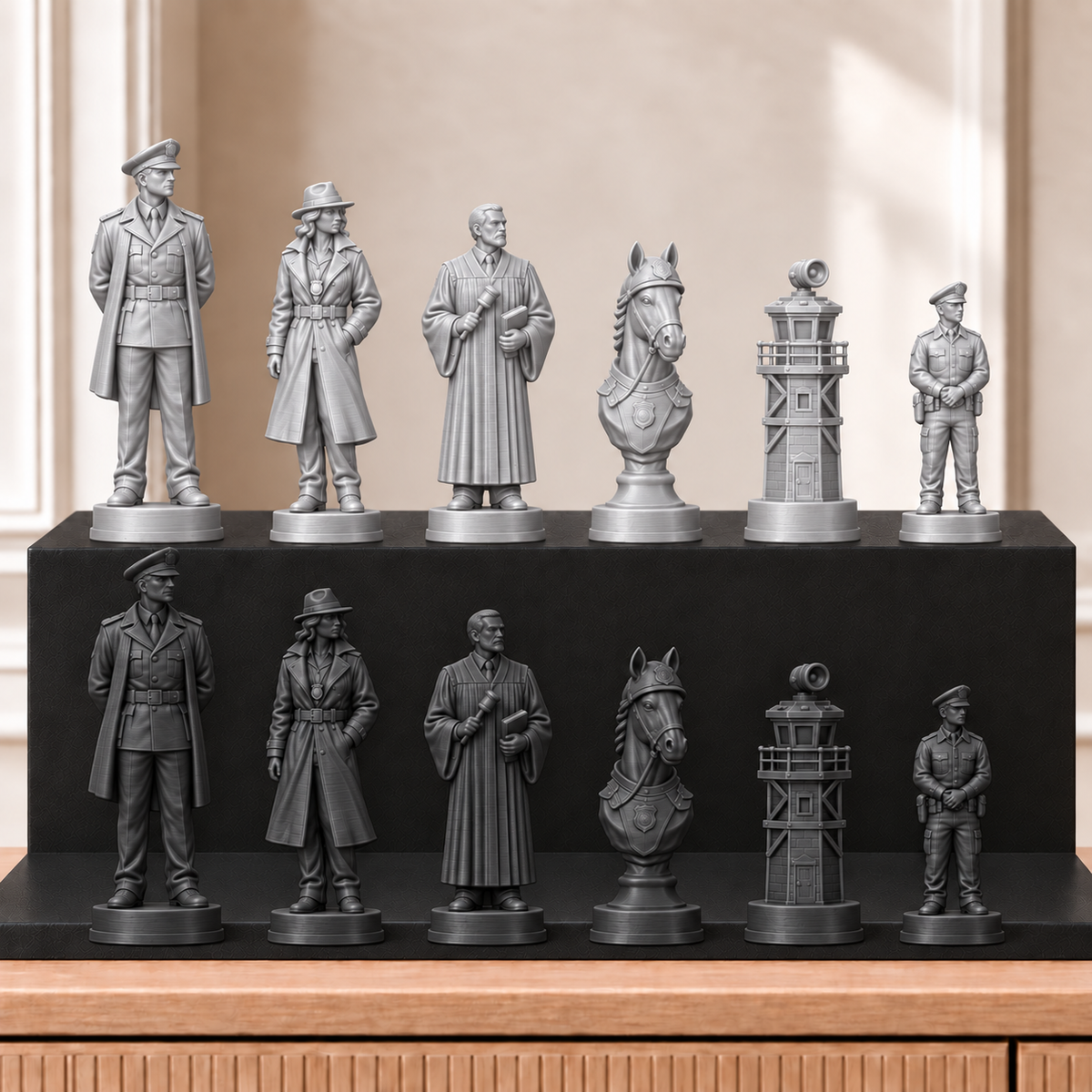 Polizei – thematisches Schachfigurenset mit 32 Figuren – Ansicht 8