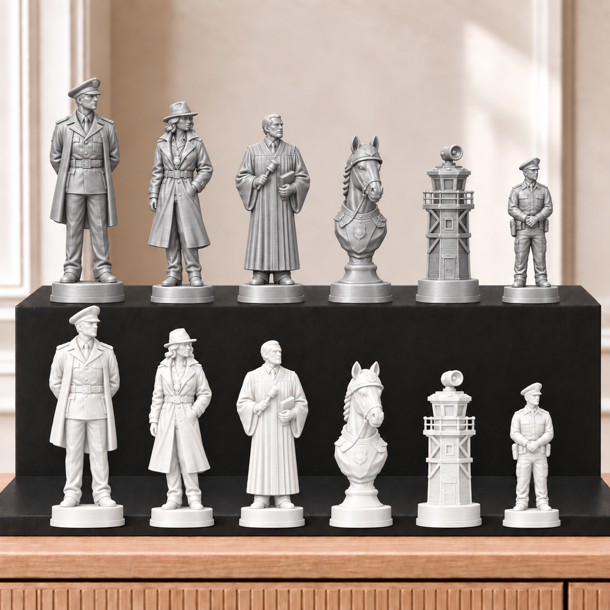 Polizei – thematisches Schachfigurenset mit 32 Figuren – Ansicht 9