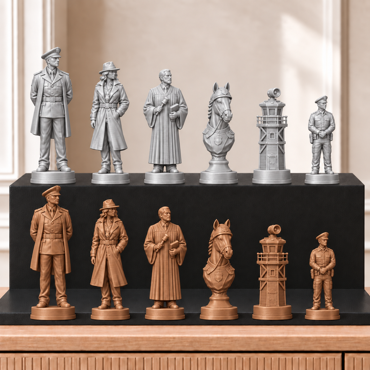 Polizei – thematisches Schachfigurenset mit 32 Figuren – Ansicht 10