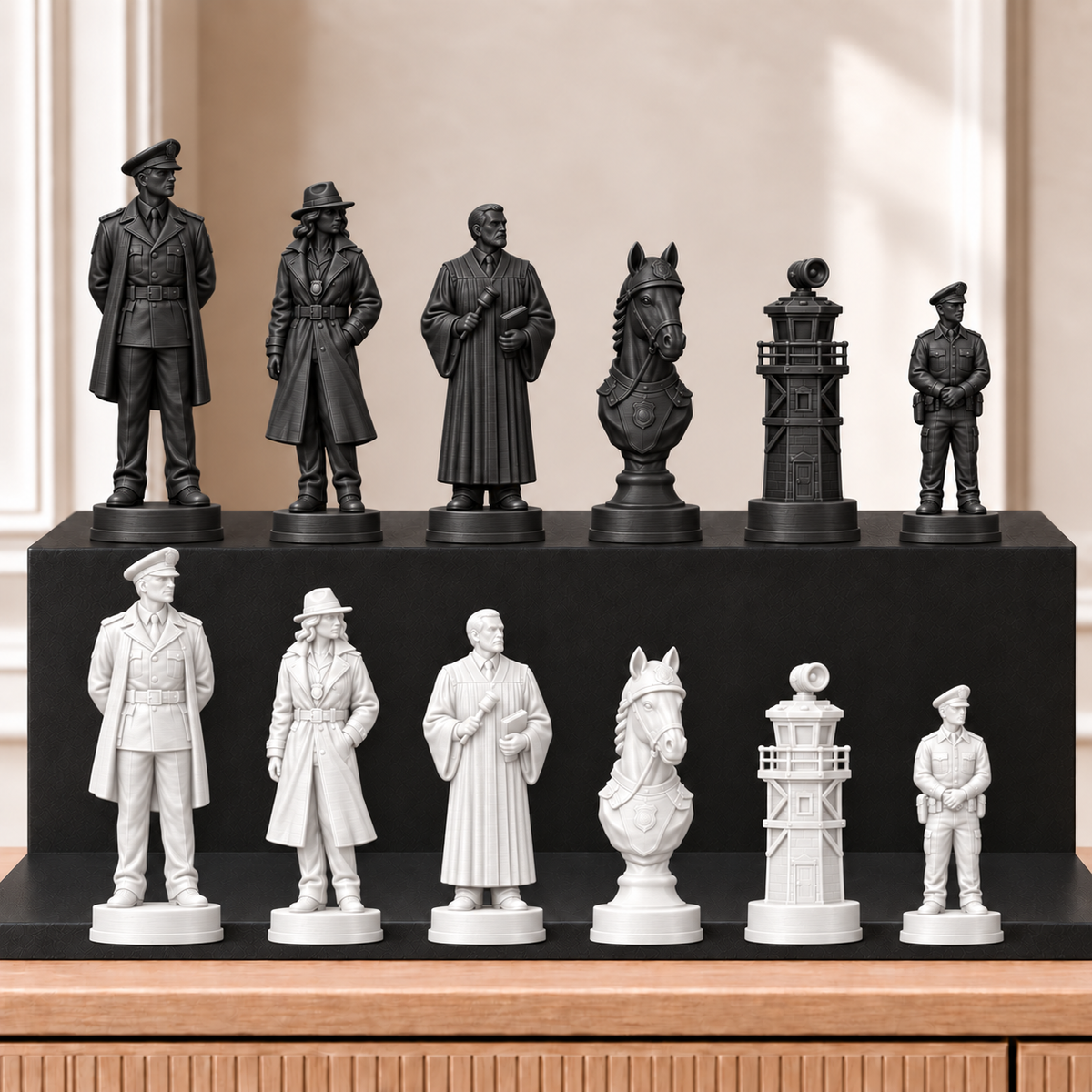 Polizei – thematisches Schachfigurenset mit 32 Figuren – Ansicht 11