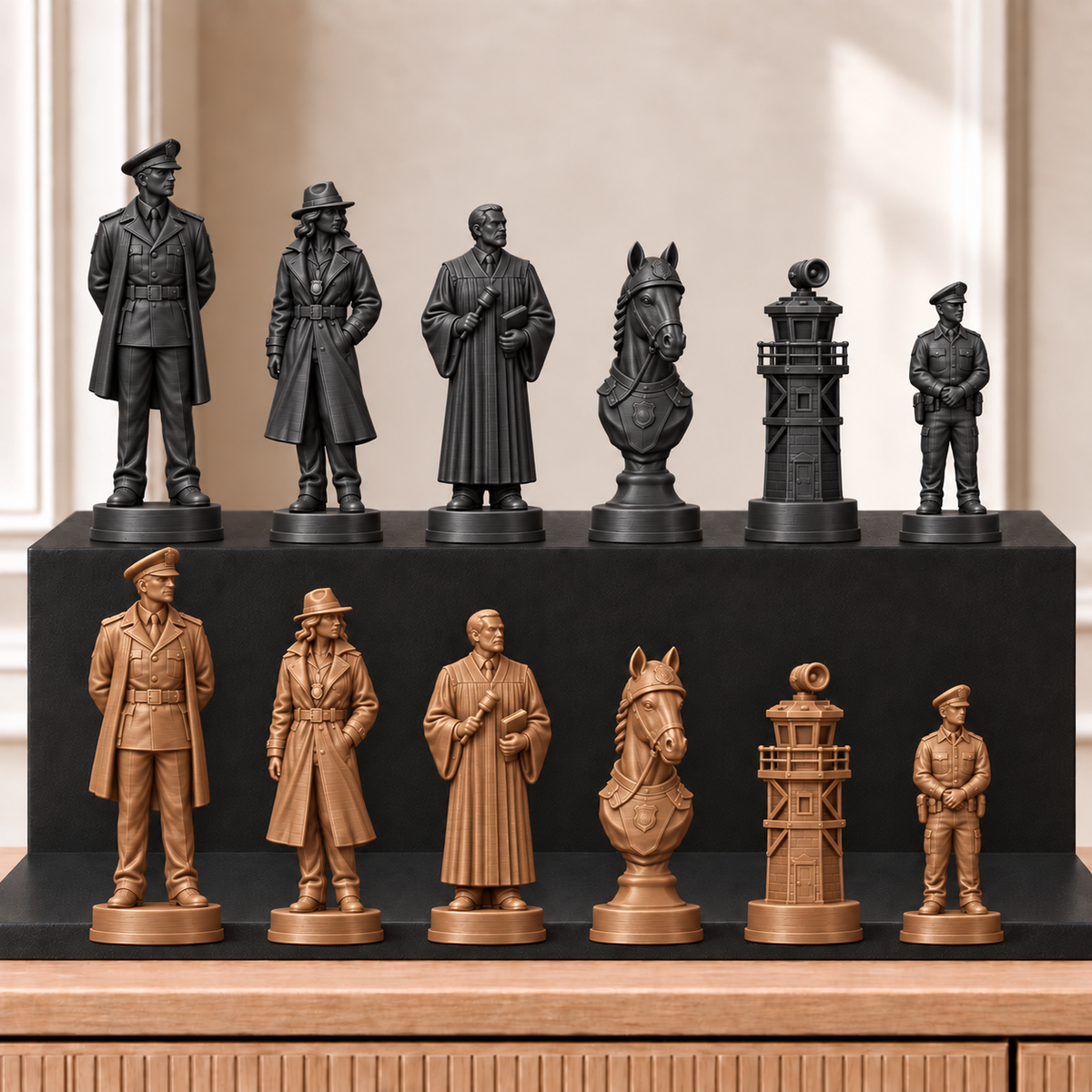 Polizei – thematisches Schachfigurenset mit 32 Figuren – Ansicht 12