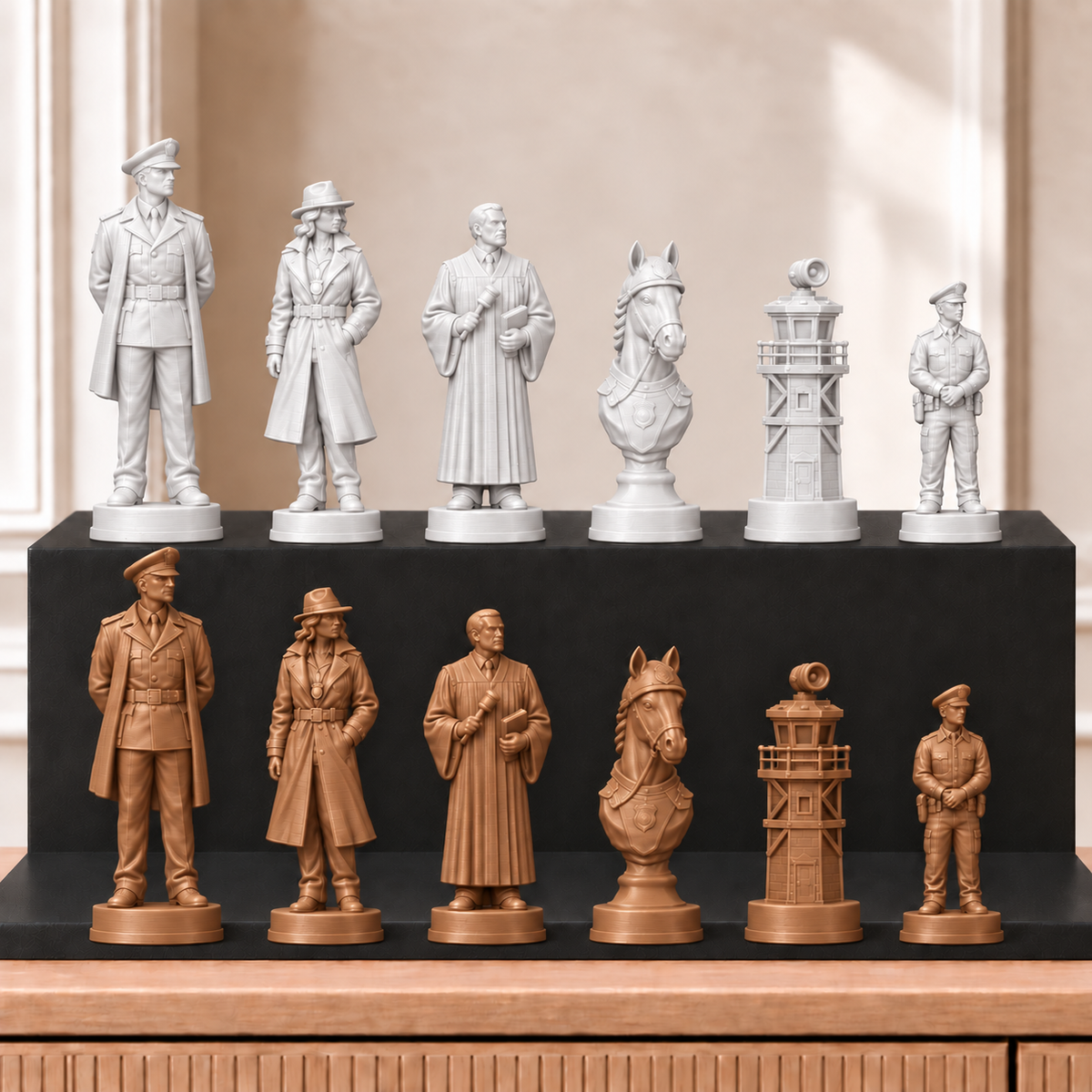Polizei – thematisches Schachfigurenset mit 32 Figuren – Ansicht 13