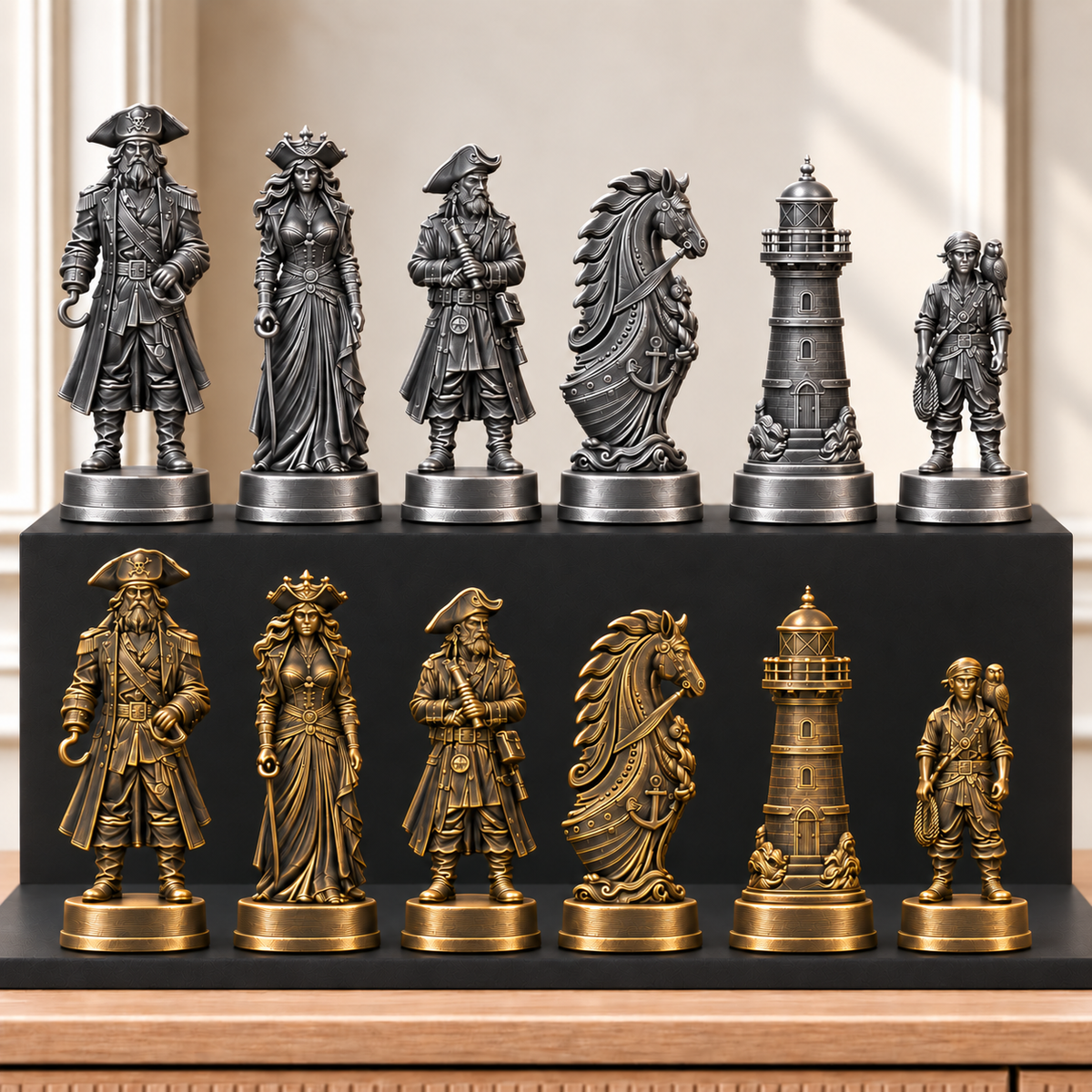 Piraten – thematisches Schachfigurenset mit 32 Figuren – Ansicht 2