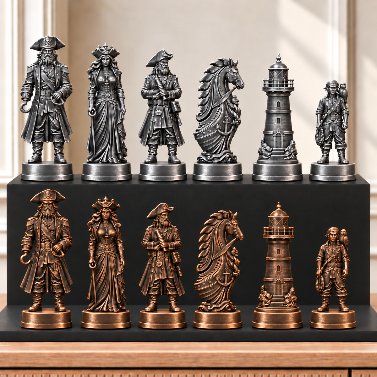 Piraten – thematisches Schachfigurenset mit 32 Figuren – Ansicht 3