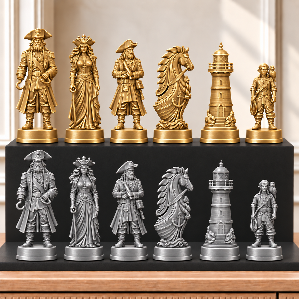 Piraten – thematisches Schachfigurenset mit 32 Figuren – Ansicht 4