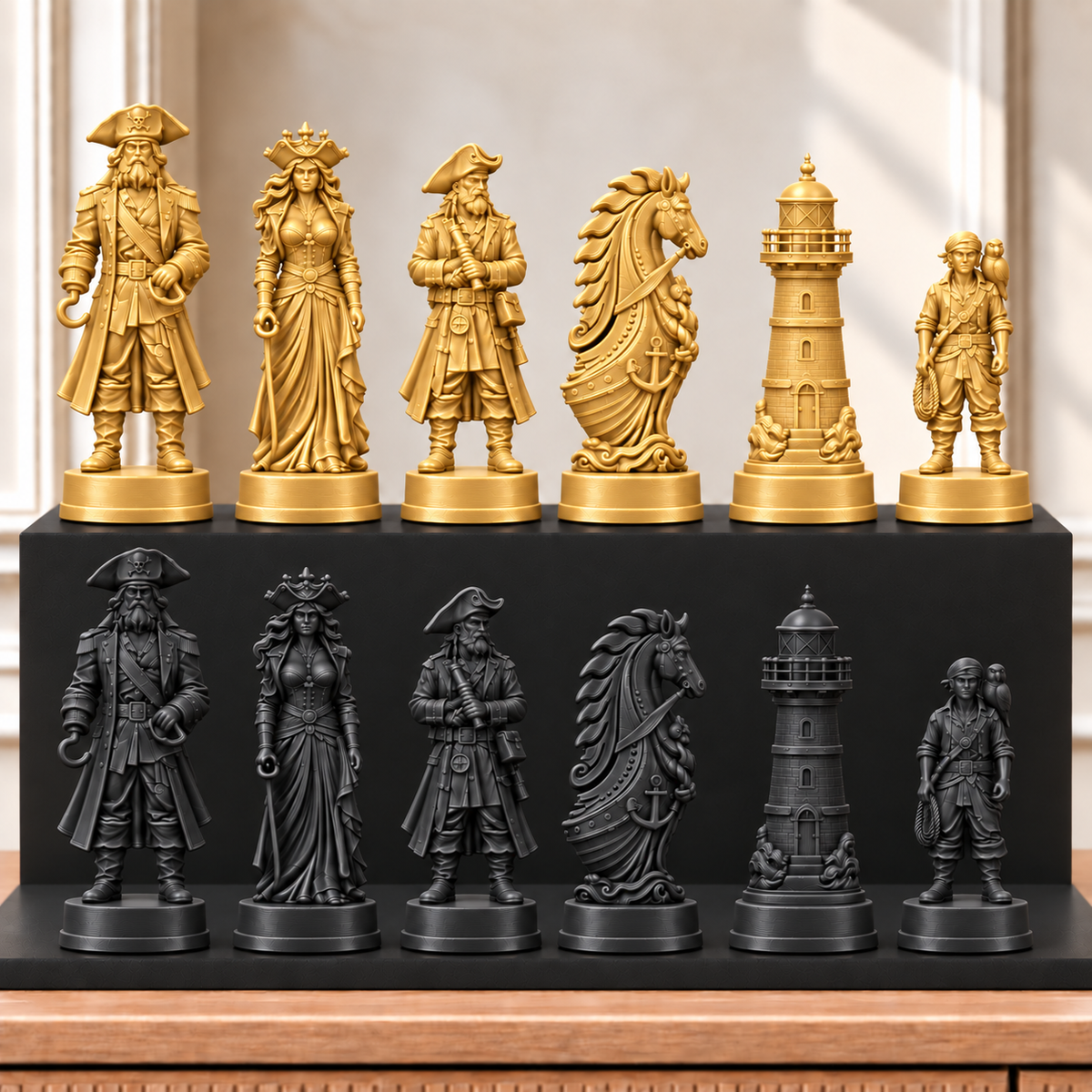 Piraten – thematisches Schachfigurenset mit 32 Figuren – Ansicht 5