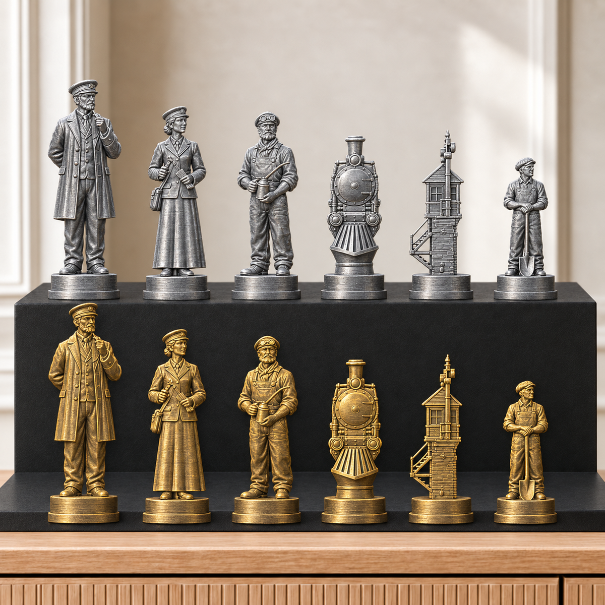 Eisenbahn – thematisches Schachfigurenset mit 32 Figuren – Ansicht 2