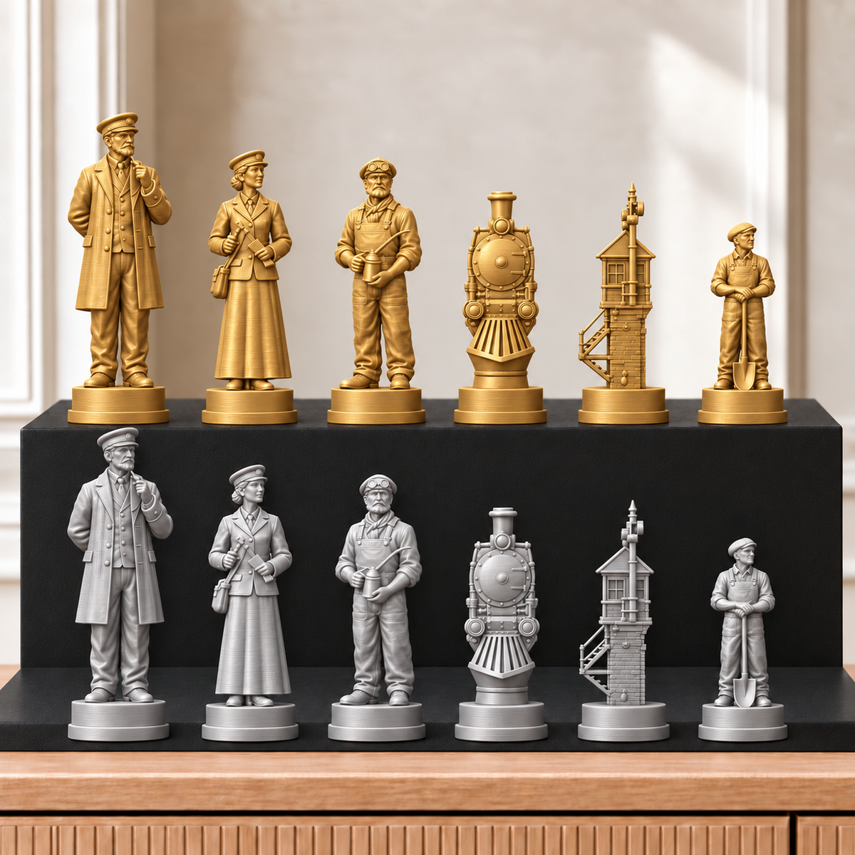 Eisenbahn – thematisches Schachfigurenset mit 32 Figuren – Ansicht 4