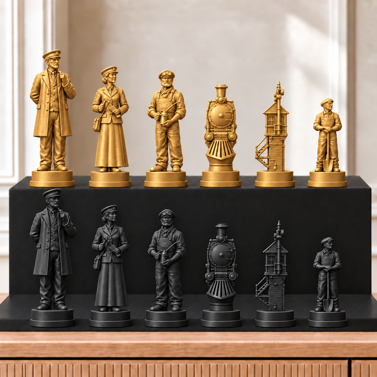 Eisenbahn – thematisches Schachfigurenset mit 32 Figuren – Ansicht 5