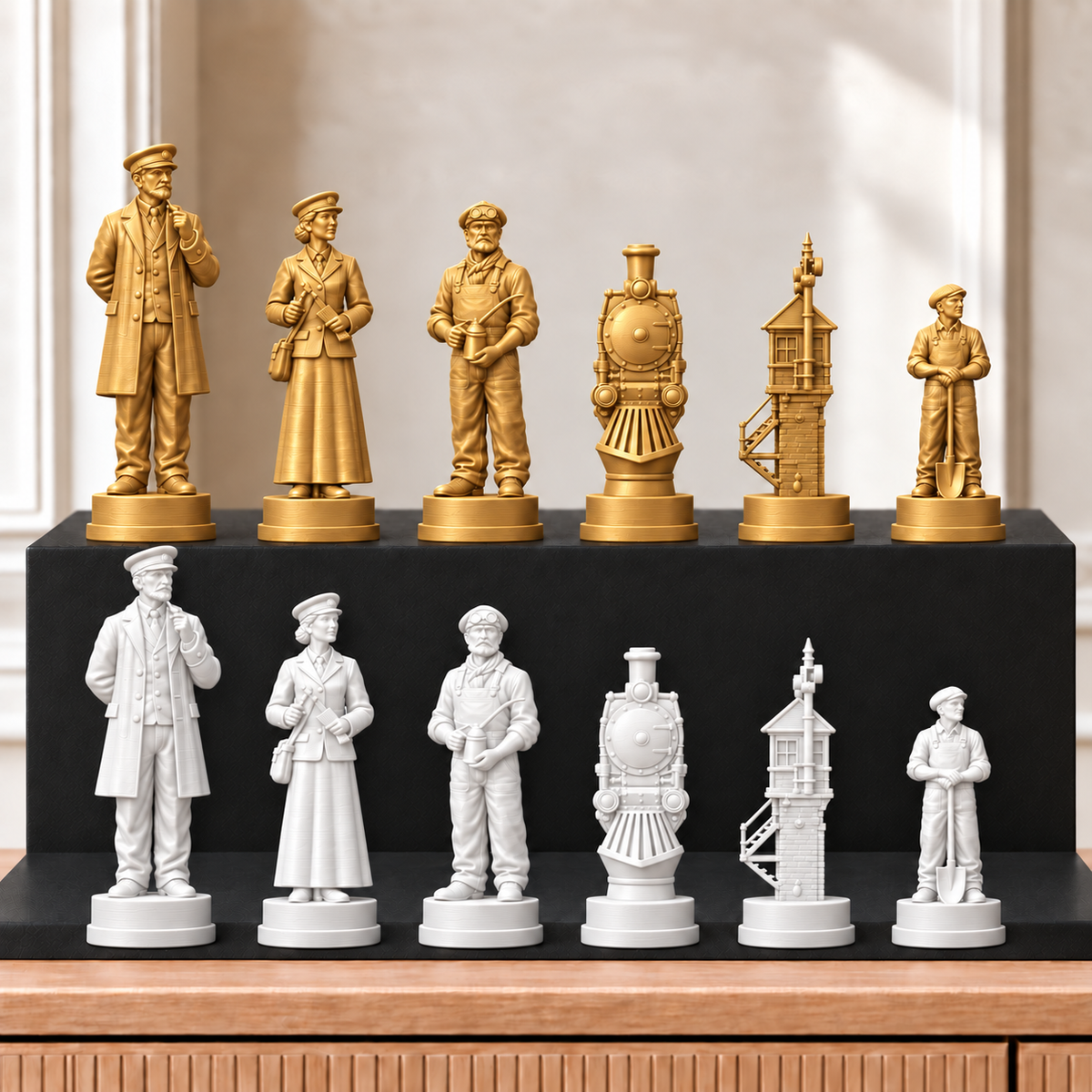Eisenbahn – thematisches Schachfigurenset mit 32 Figuren – Ansicht 6
