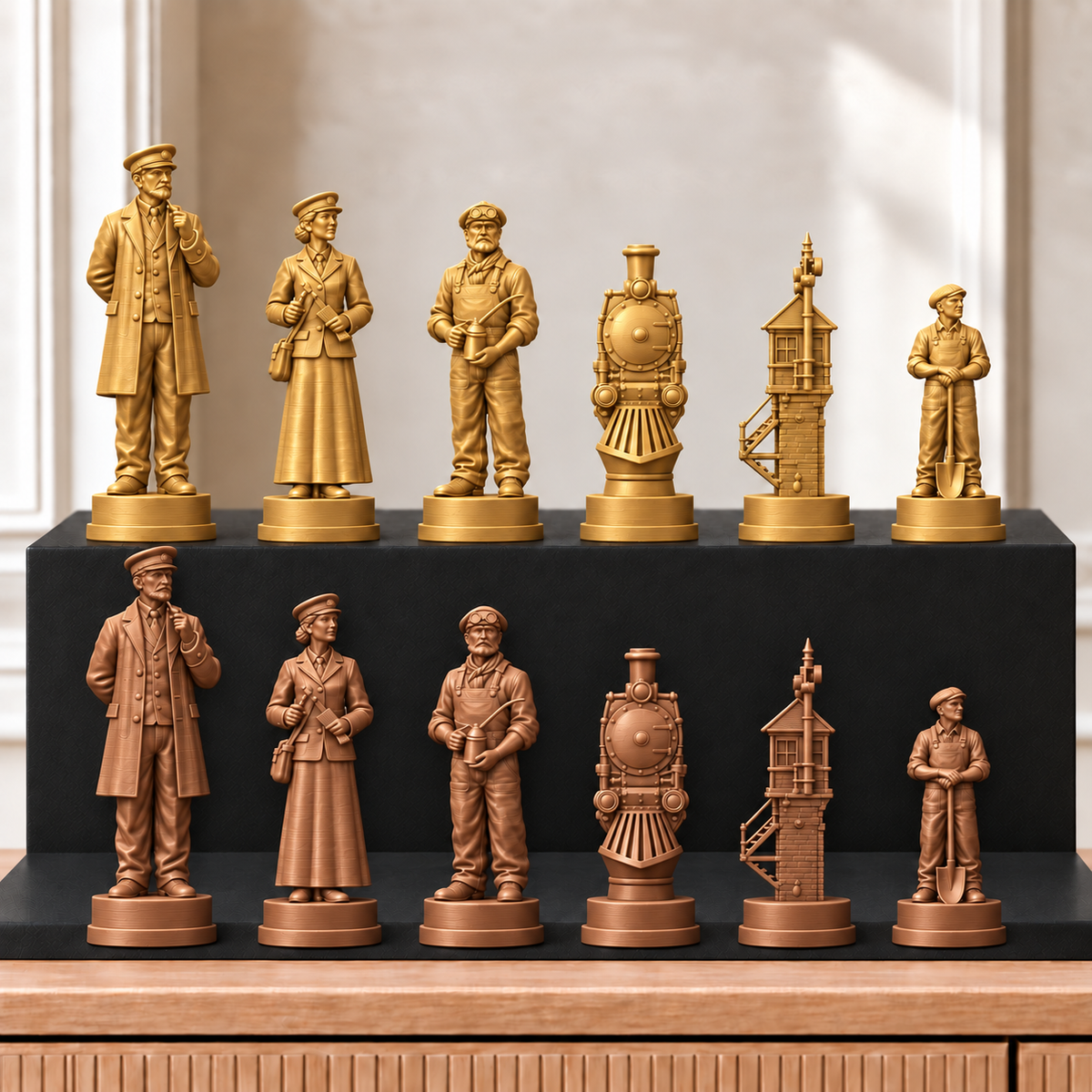 Eisenbahn – thematisches Schachfigurenset mit 32 Figuren – Ansicht 7
