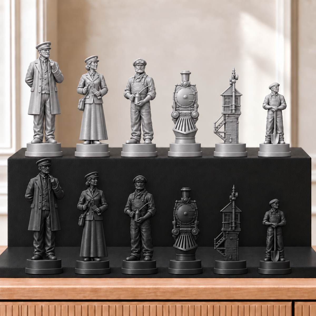 Eisenbahn – thematisches Schachfigurenset mit 32 Figuren – Ansicht 8