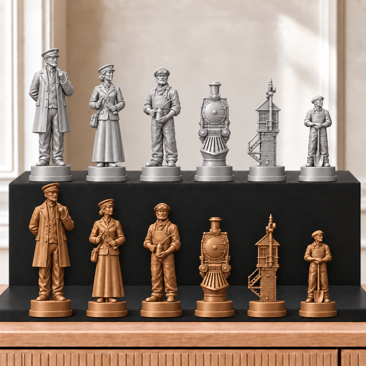 Eisenbahn – thematisches Schachfigurenset mit 32 Figuren – Ansicht 10