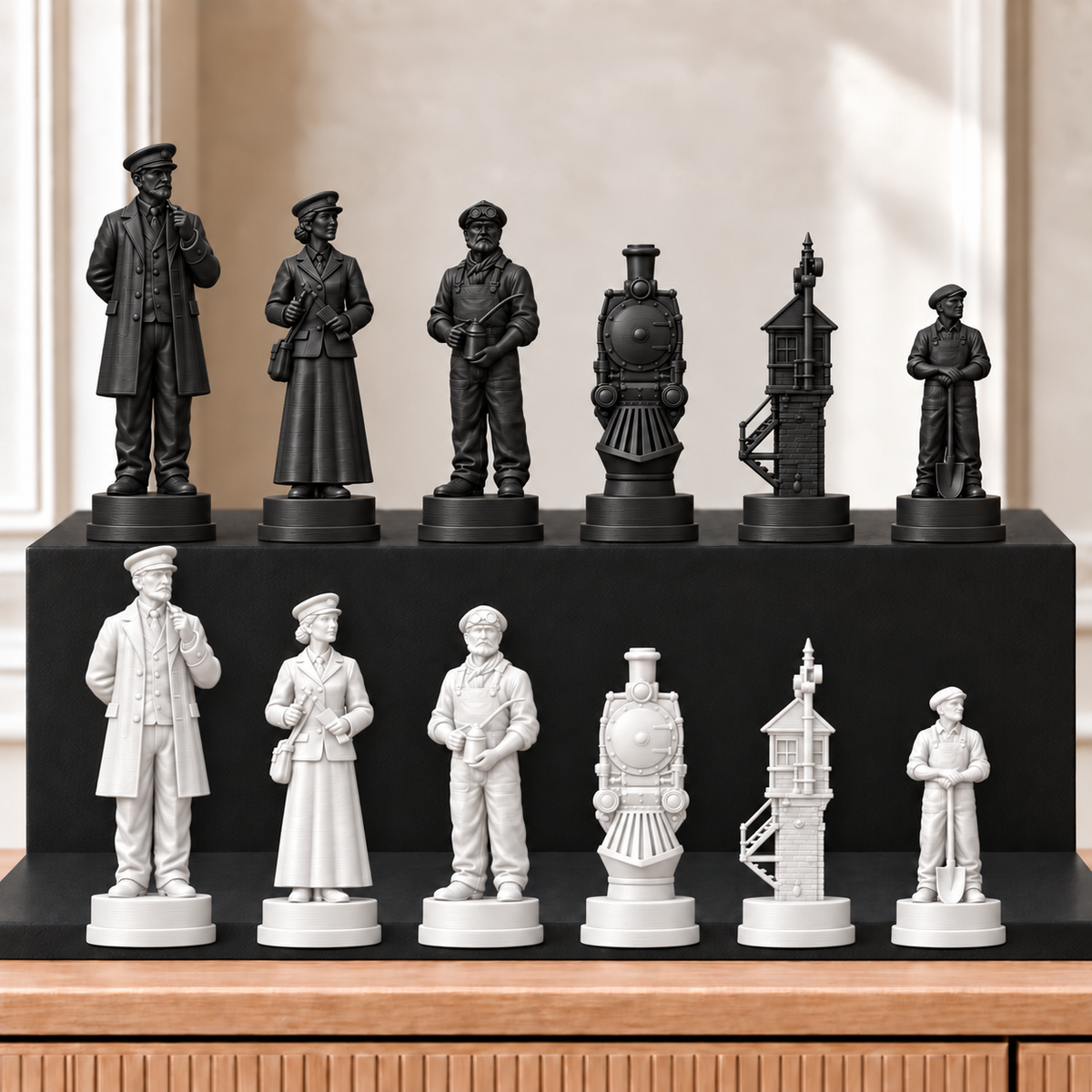 Eisenbahn – thematisches Schachfigurenset mit 32 Figuren – Ansicht 11