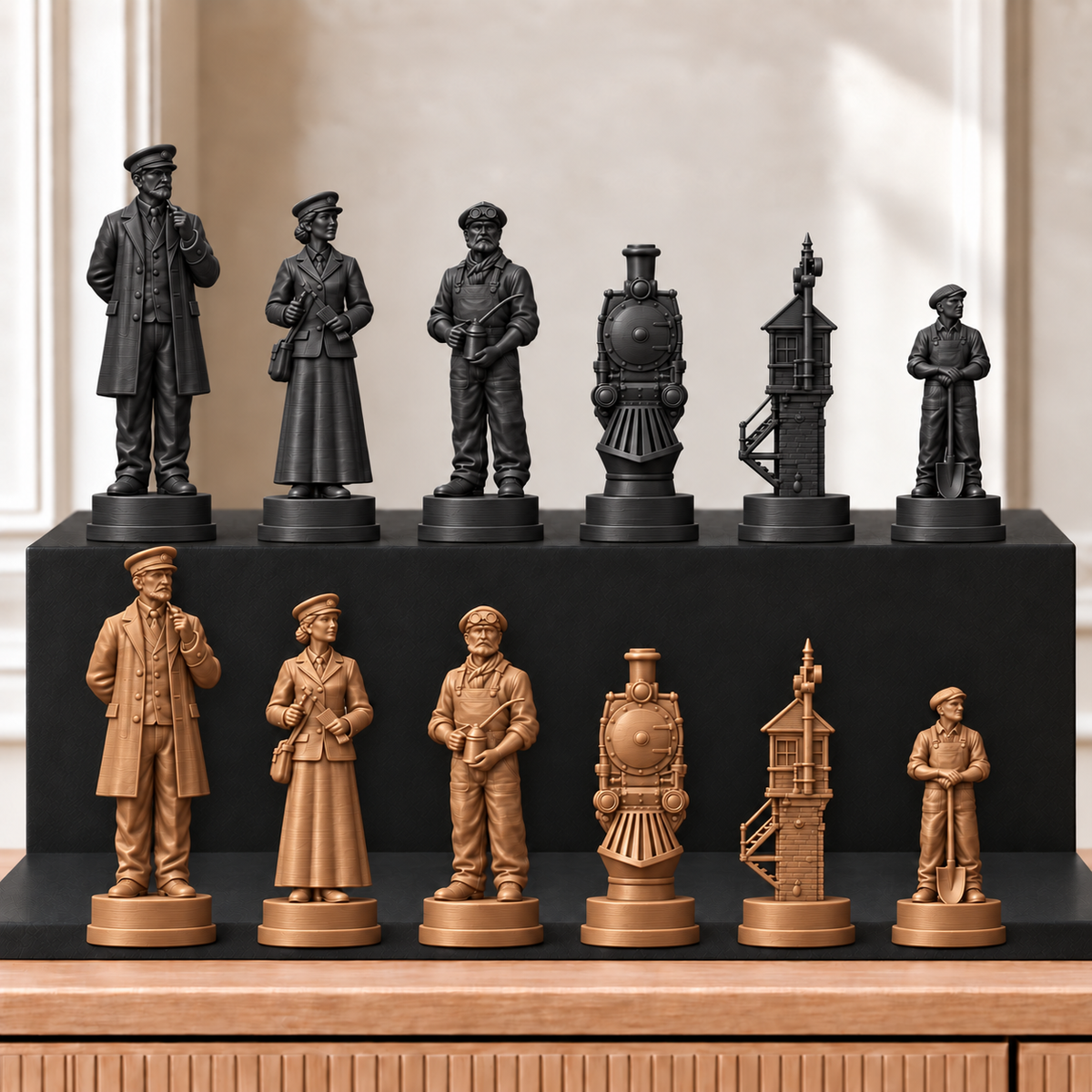 Eisenbahn – thematisches Schachfigurenset mit 32 Figuren – Ansicht 12