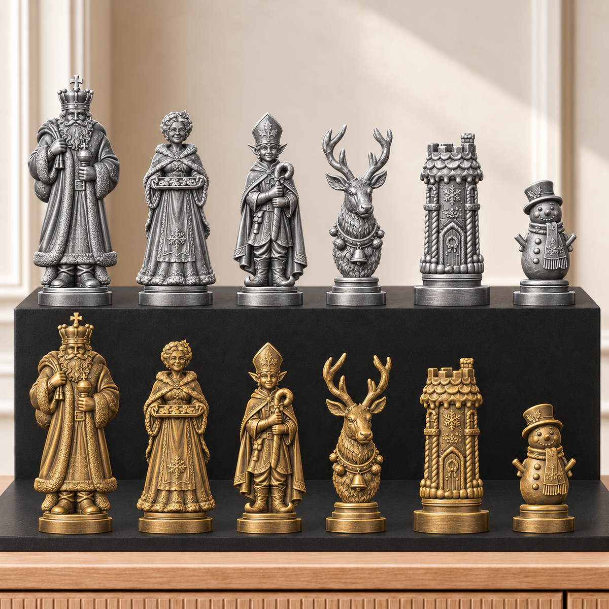 Weihnachten – thematisches Schachfigurenset mit 32 Figuren – Ansicht 2