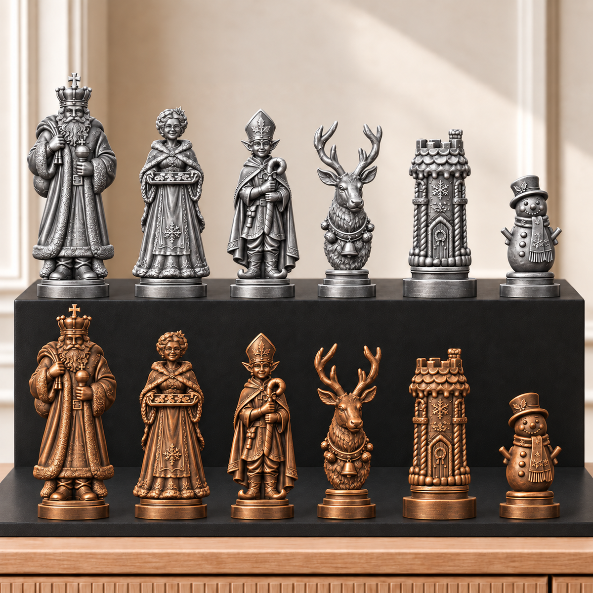 Weihnachten – thematisches Schachfigurenset mit 32 Figuren – Ansicht 3