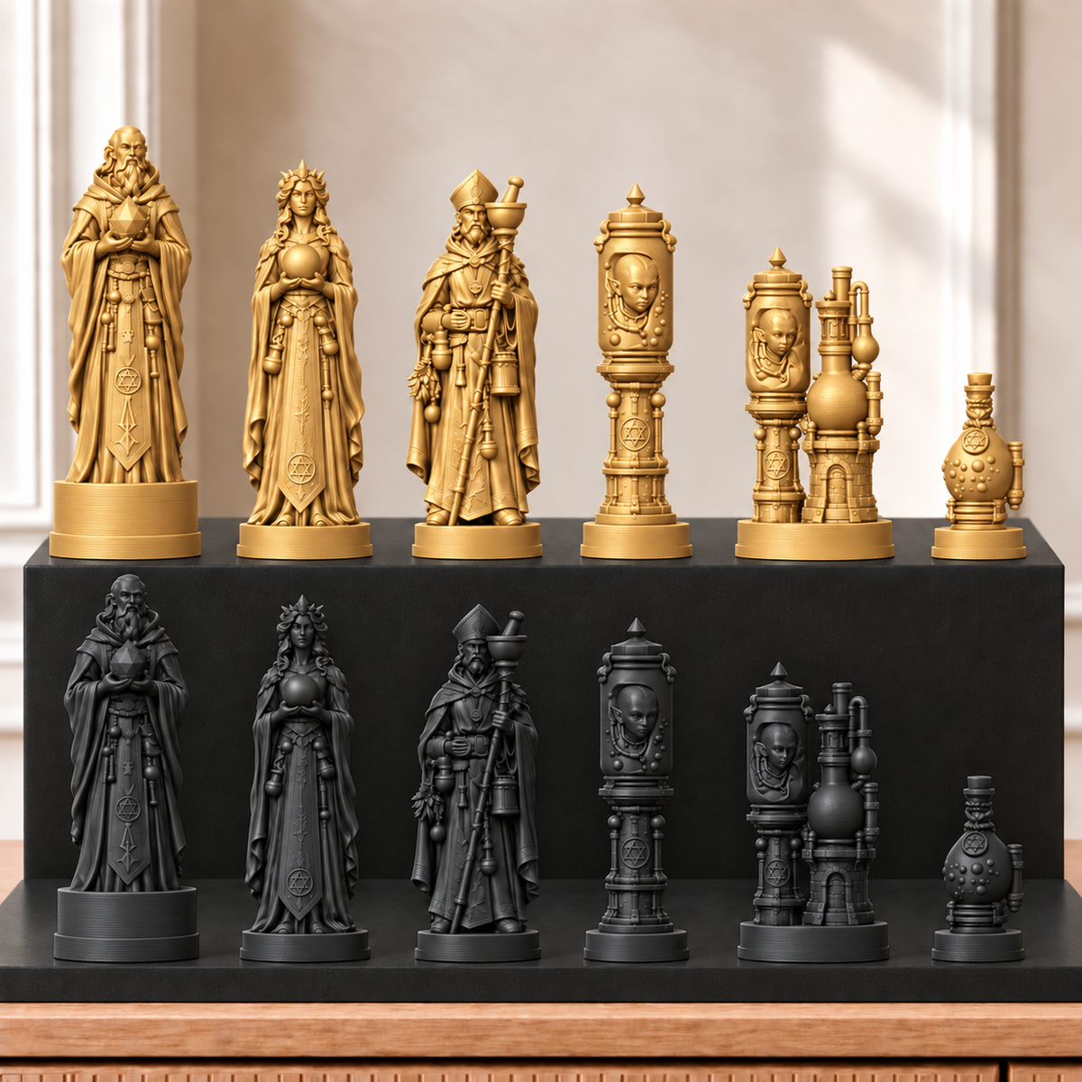 Alchemie – thematisches Schachfigurenset mit 32 Figuren – Ansicht 5