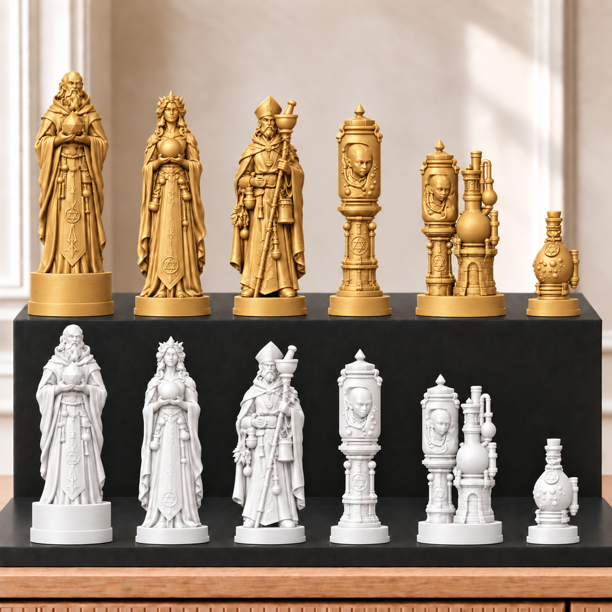 Alchemie – thematisches Schachfigurenset mit 32 Figuren – Ansicht 6
