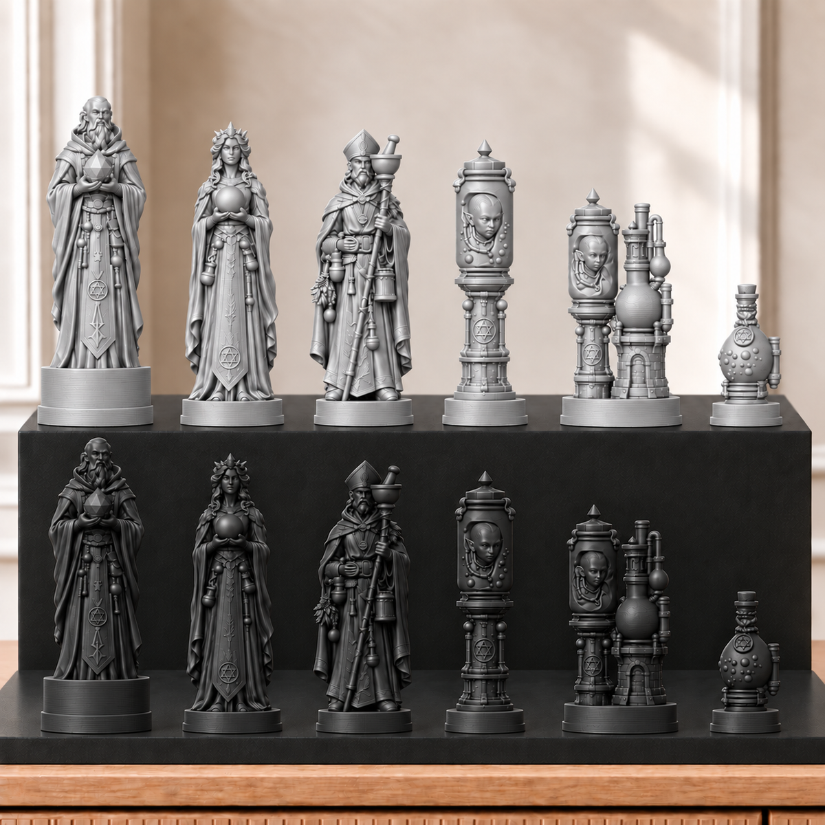 Alchemie – thematisches Schachfigurenset mit 32 Figuren – Ansicht 8