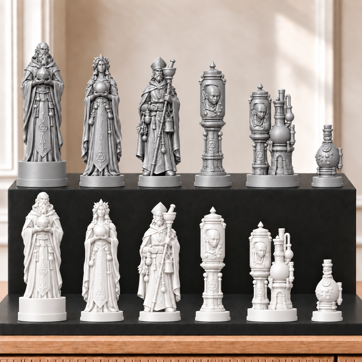 Alchemie – thematisches Schachfigurenset mit 32 Figuren – Ansicht 9
