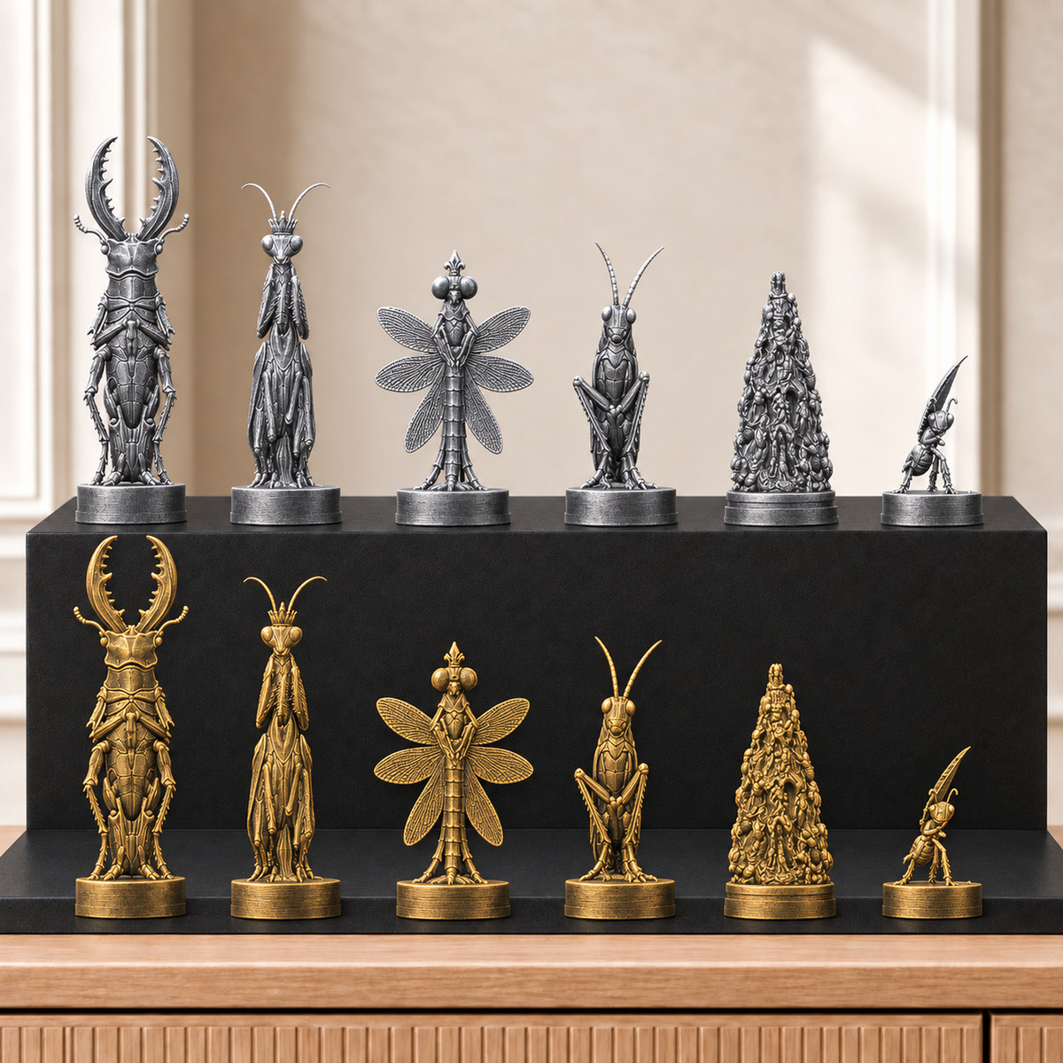 Insekten – thematisches Schachfigurenset mit 32 Figuren – Ansicht 2