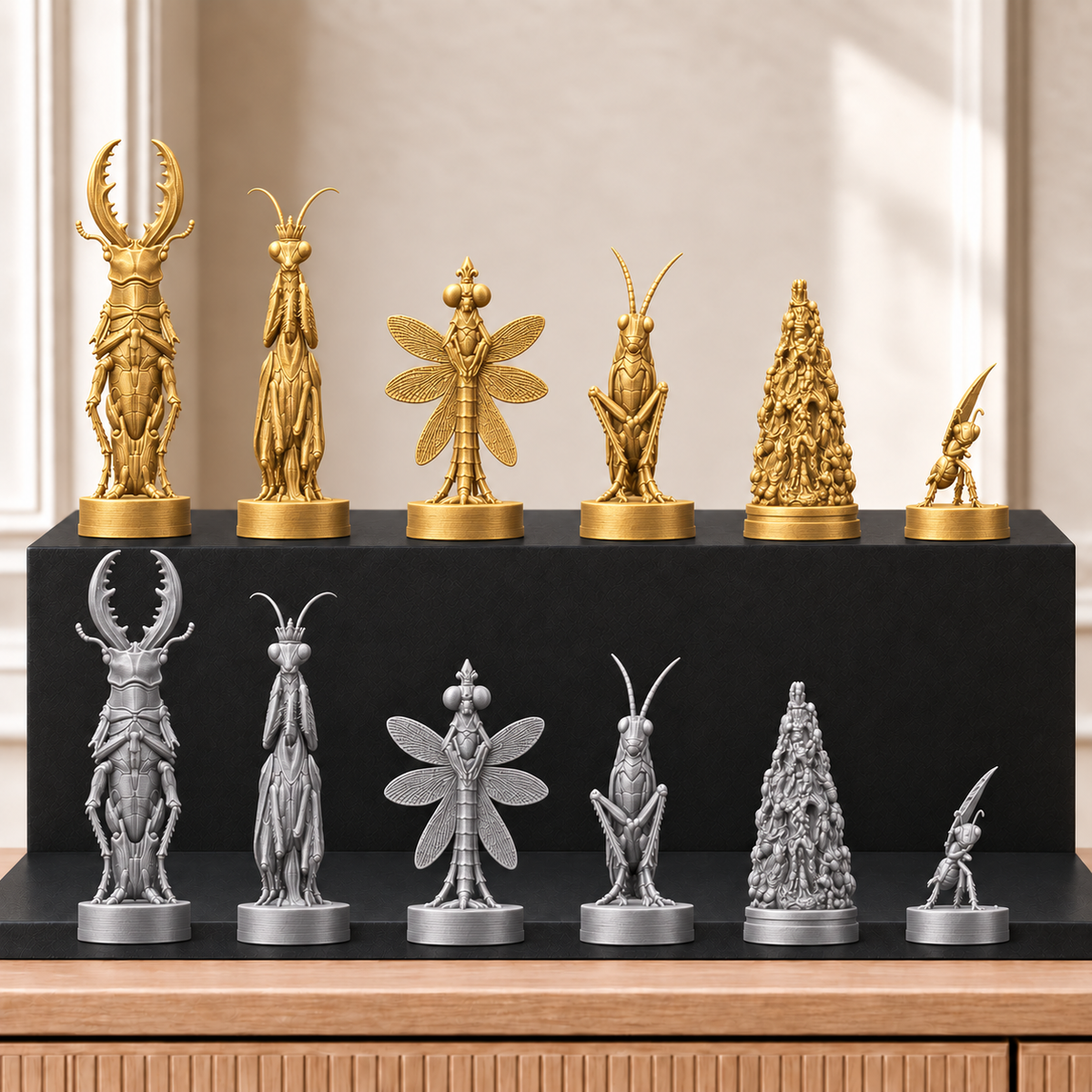 Insekten – thematisches Schachfigurenset mit 32 Figuren – Ansicht 4