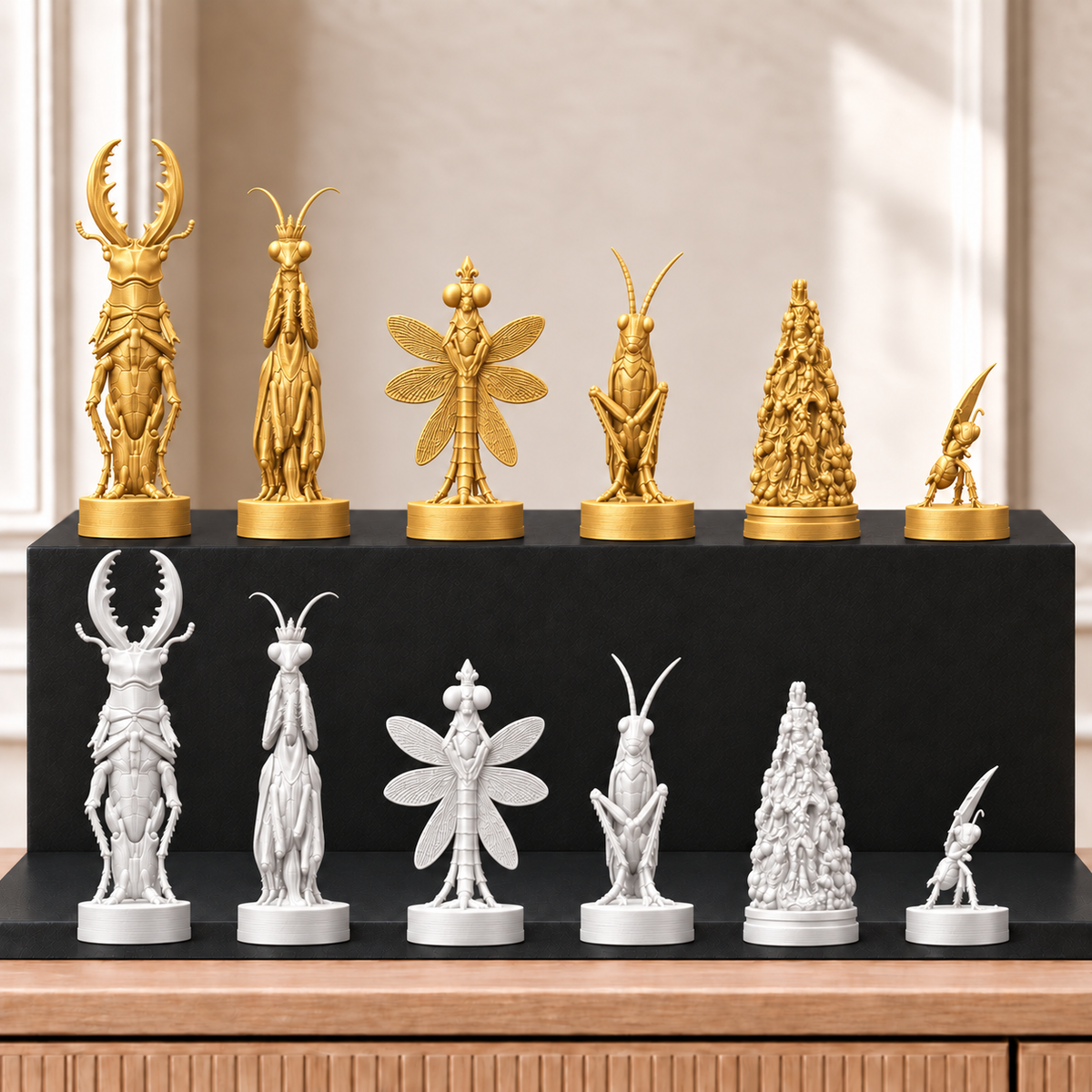 Insekten – thematisches Schachfigurenset mit 32 Figuren – Ansicht 6
