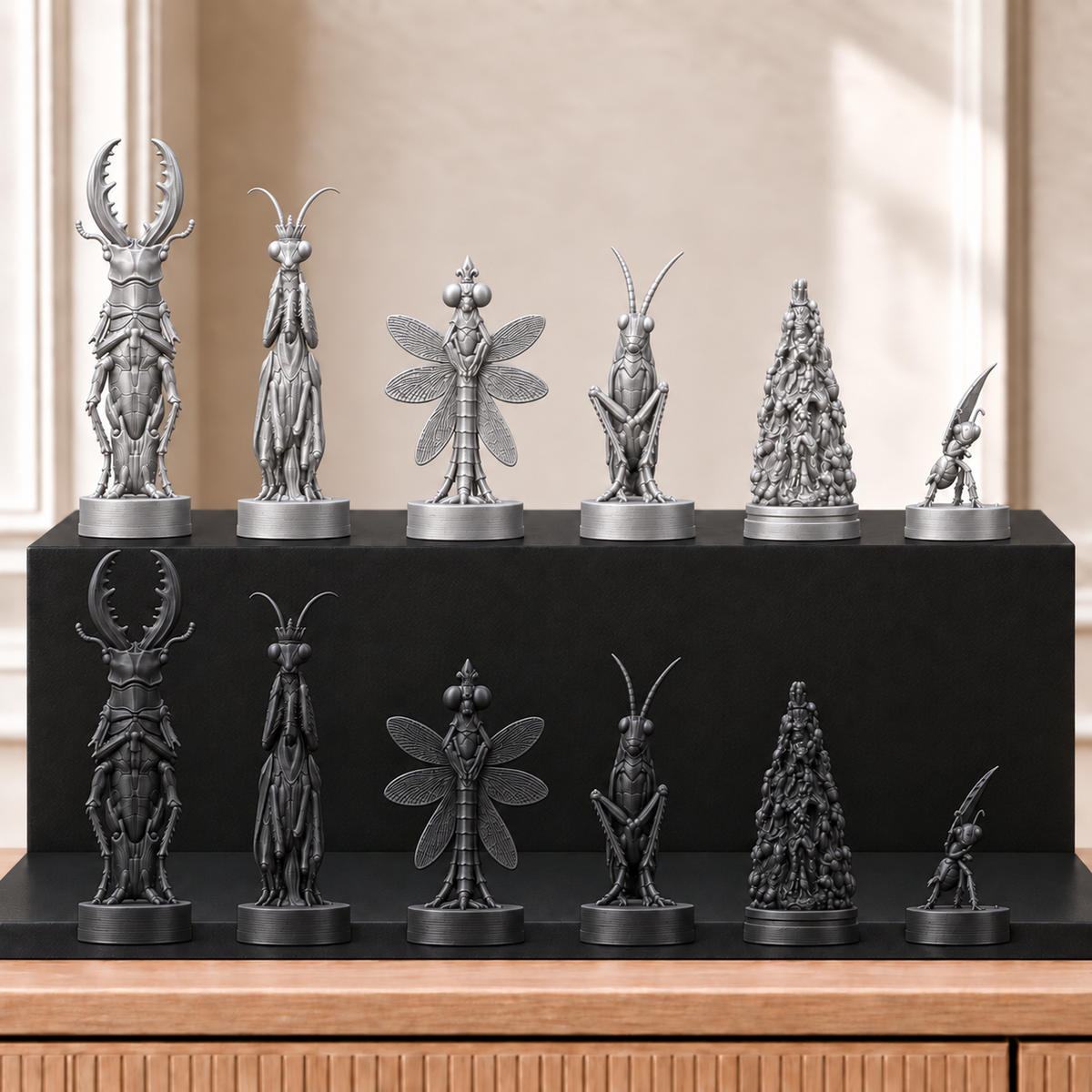 Insekten – thematisches Schachfigurenset mit 32 Figuren – Ansicht 8