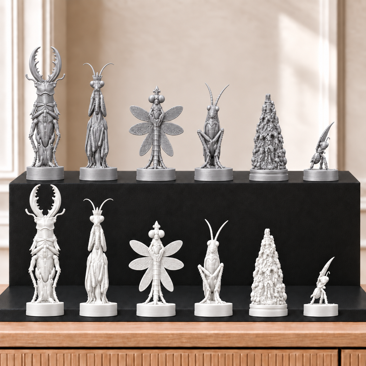 Insekten – thematisches Schachfigurenset mit 32 Figuren – Ansicht 9