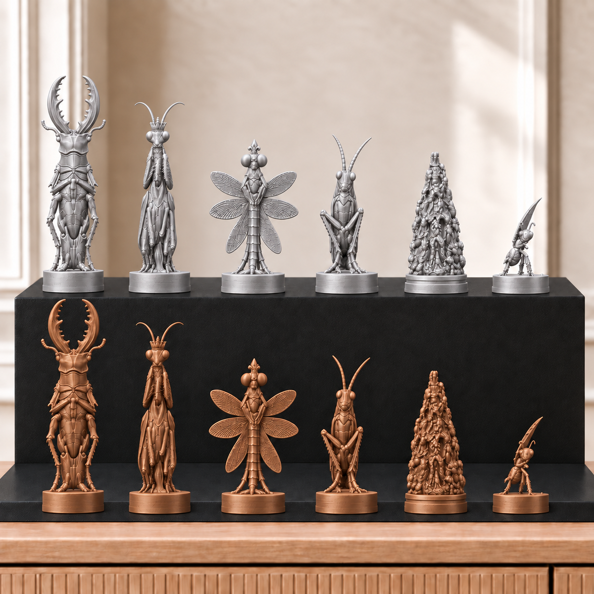 Insekten – thematisches Schachfigurenset mit 32 Figuren – Ansicht 10
