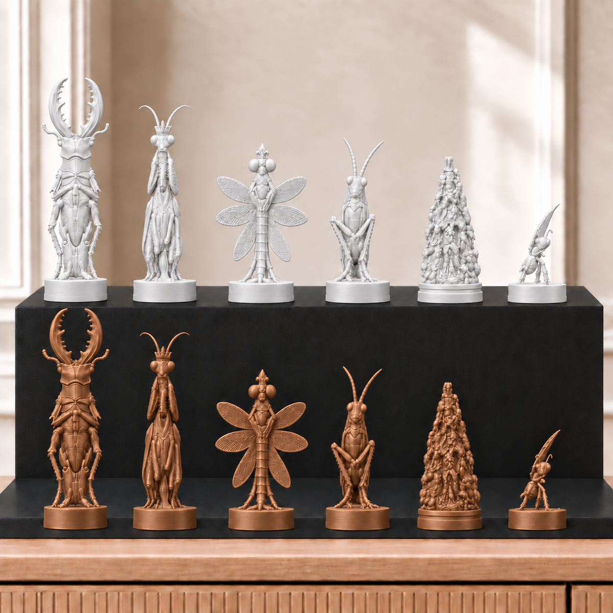 Insekten – thematisches Schachfigurenset mit 32 Figuren – Ansicht 13