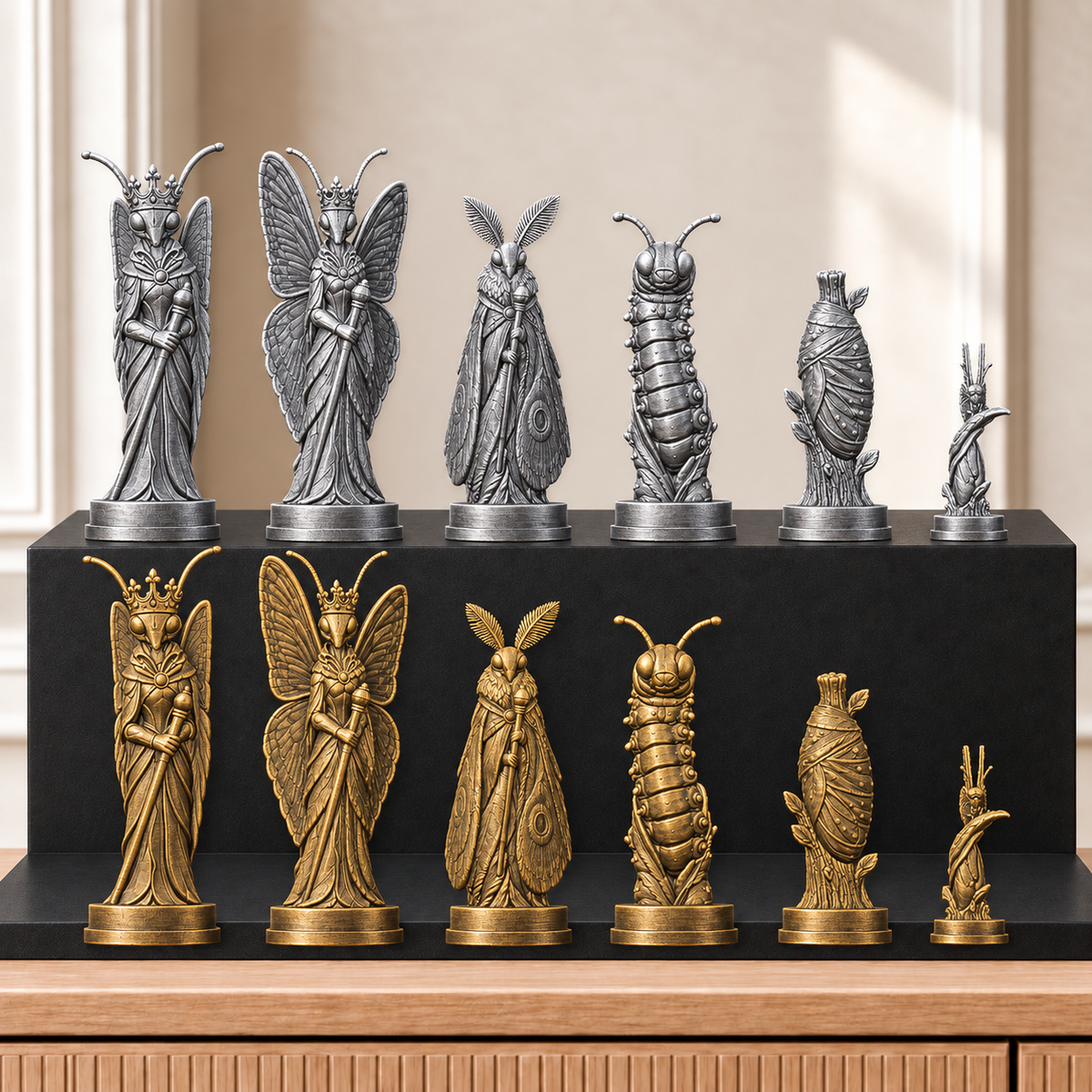 Schmetterlinge – thematisches Schachfigurenset mit 32 Figuren – Ansicht 2