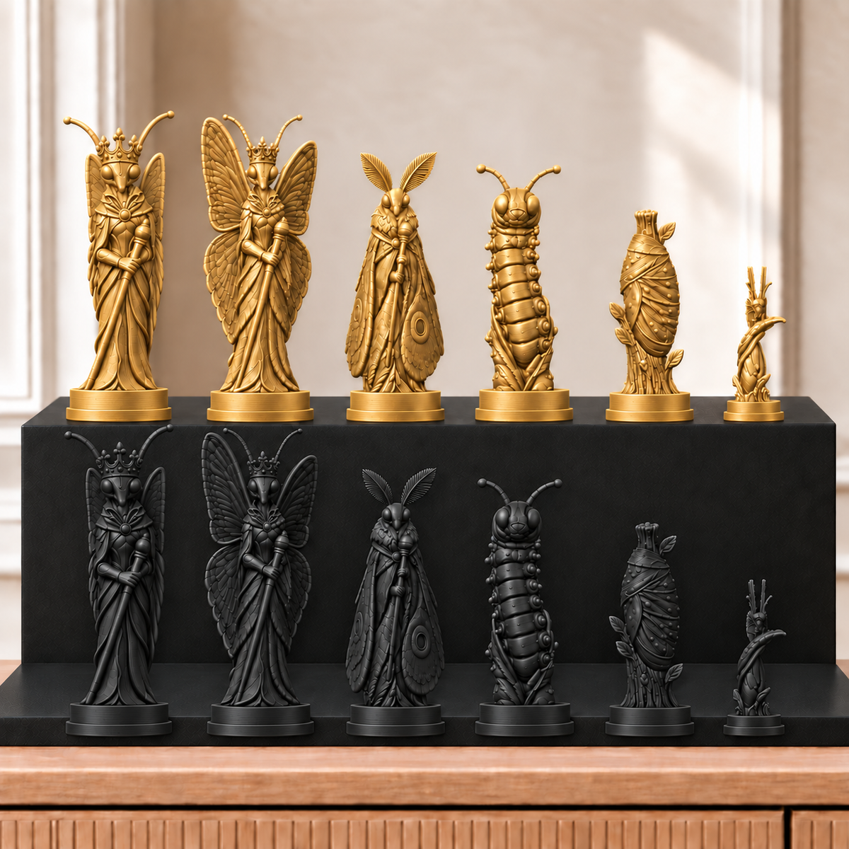 Schmetterlinge – thematisches Schachfigurenset mit 32 Figuren – Ansicht 5