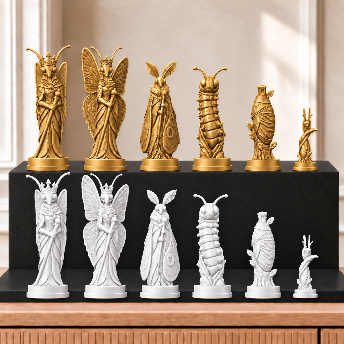 Schmetterlinge – thematisches Schachfigurenset mit 32 Figuren – Ansicht 6
