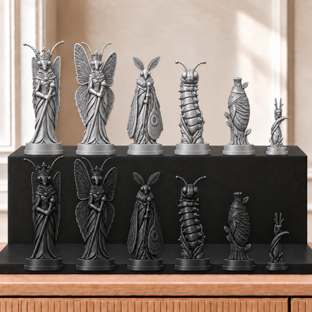 Schmetterlinge – thematisches Schachfigurenset mit 32 Figuren – Ansicht 8