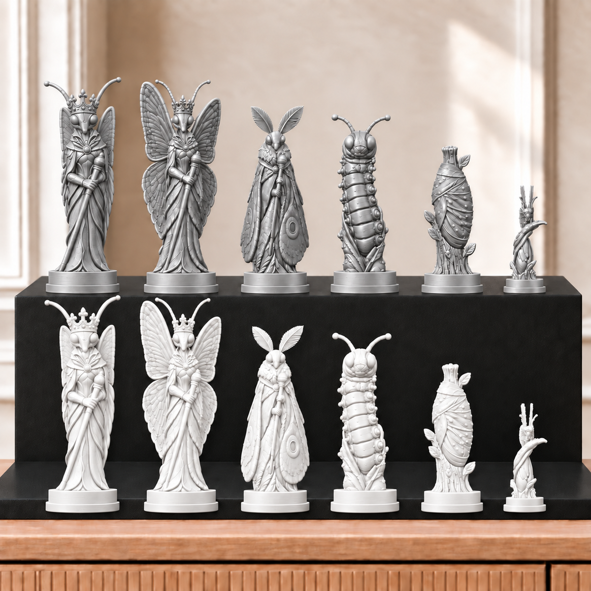 Schmetterlinge – thematisches Schachfigurenset mit 32 Figuren – Ansicht 9