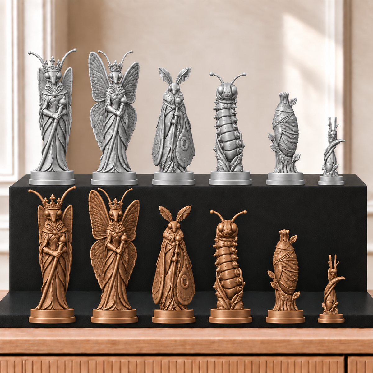 Schmetterlinge – thematisches Schachfigurenset mit 32 Figuren – Ansicht 10
