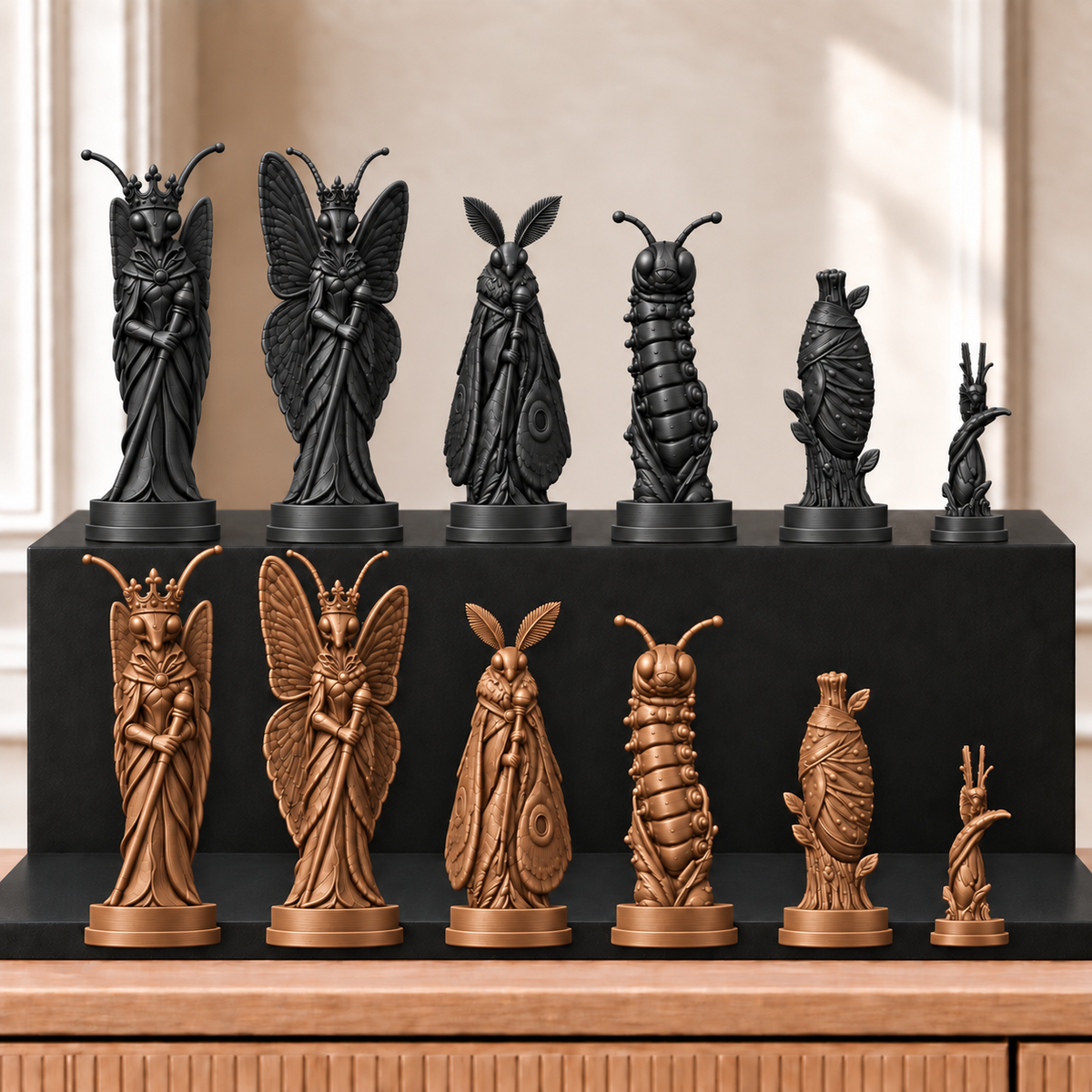 Schmetterlinge – thematisches Schachfigurenset mit 32 Figuren – Ansicht 12