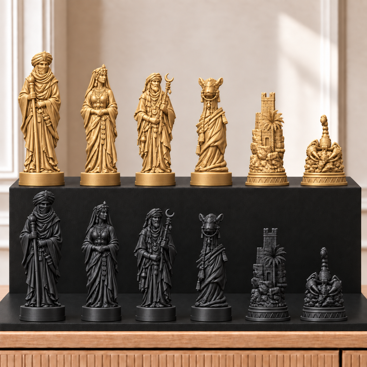 Wüste – thematisches Schachfigurenset mit 32 Figuren – Ansicht 5