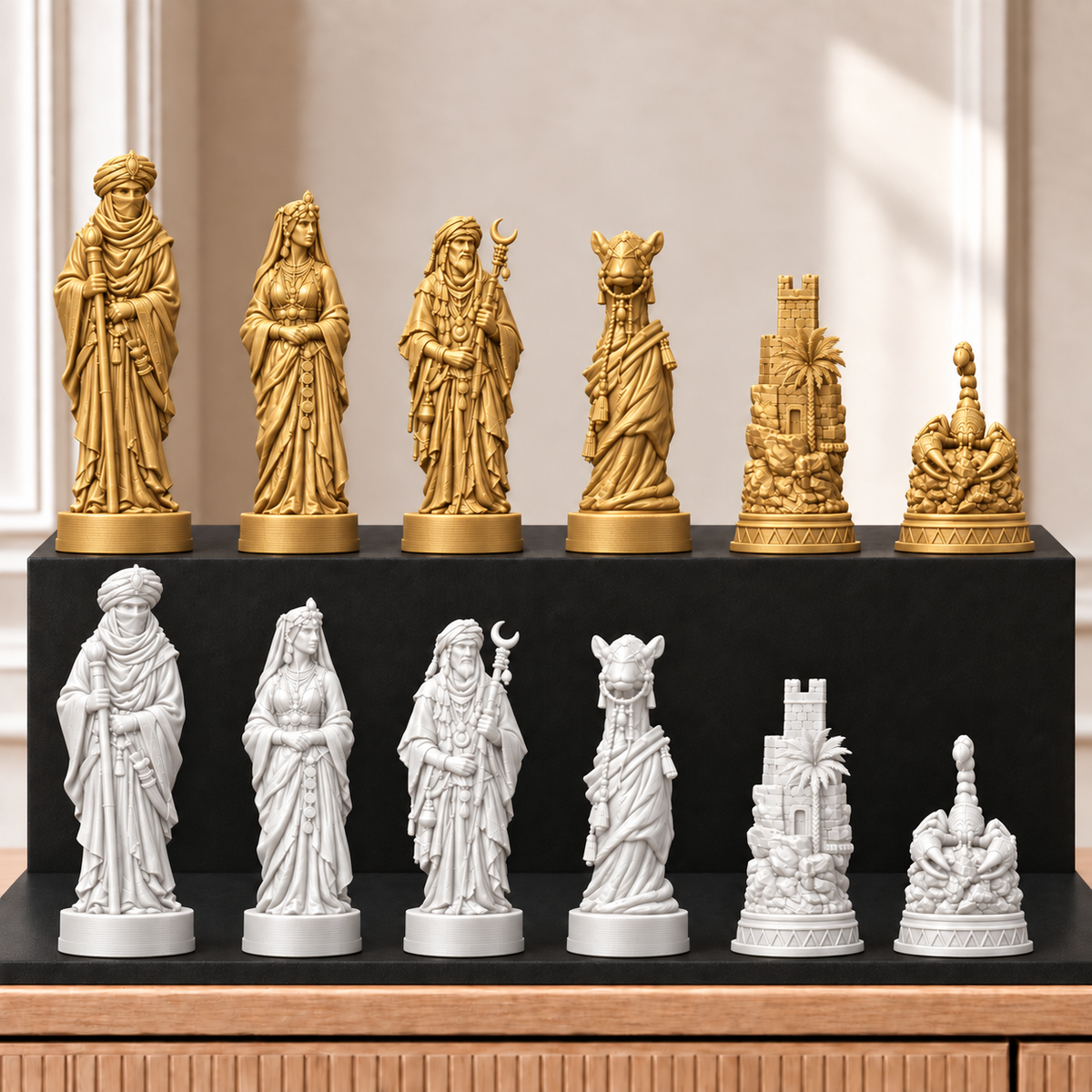 Wüste – thematisches Schachfigurenset mit 32 Figuren – Ansicht 6